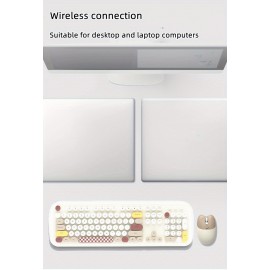 1 Set Cartoon Cute Wireless Keyboard & Mouse For Girls Office Computer High-looking Retro