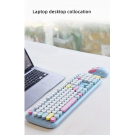 1 Set Cartoon Cute Wireless Keyboard & Mouse For Girls Office Computer High-looking Retro