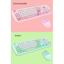 1 Set Cartoon Cute Wireless Keyboard & Mouse For Girls Office Computer High-looking Retro