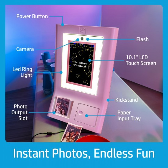 Sprocket Photo Booth Instant Printer Kit, 100 Zink Paper, 15pcs Hollywood Props